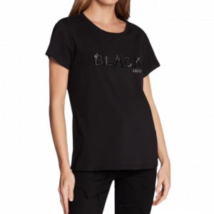 T-shirt LIU JO con strass art.TF2166 M LIU JO Nero Cotone Italia 8057590287429