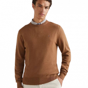 Pullover TOMMY HILFIGER Monogram in cotone e cashmere art.MW0MW28046 XL TOMMY HILFIGER Blu Notte Cotone Cina 8720641509152
