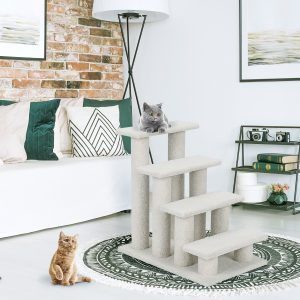 Costway Albero di gatto per graffiare in truciolare, Albero rampicante per gatti 60cm Bianco