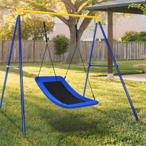Costway Altalena da esterno realizzata in tessuto Oxford PP e acciaio, Altalena per albero con corde regolabili Blu