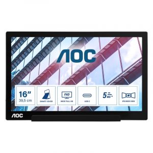 AOC 01 Series I1601P Monitor PC 39.6 cm (15.6") 1920 x 1080 Pixel Full HD LED Argento, Nero