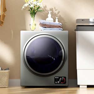 Costway Asciugatrice elettrica 42L con 4 modalità di asciugatura cestello in acciaio inox, Asciugatrice compatta Grigio