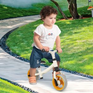 Costway Bici senza pedali per bambini da 18-48 mesi, Bicicletta con altezza del sedile regolabile ruote antiscivolo Beige