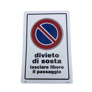 Cartello Dakota 20x30 cm DIVIENTO DI SOSTA colore bianco, blu, nero e rosso