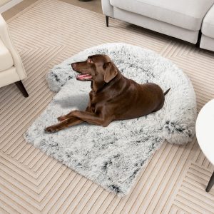 Costway Cuccia per cani in peluche con fondo antiscivolo copertura rimovibile e lavabile, Letto per cani Grigio 120x115x18cm