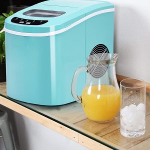 Costway Macchina del ghiaccio portatile con cucchiaio porzionatore e cesto, Macchina del ghiaccio per casa e bar Verde