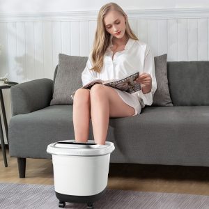 Costway Massaggiatore elettrico per piedi, Massaggiatore portatile multifunzione con rulli, Grigio