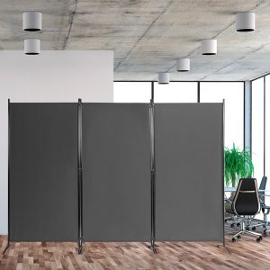 Costway Divisore con 3 pannelli per casa ufficio, Separatore pieghevole con cardini durevoli 260x183cm Grigio