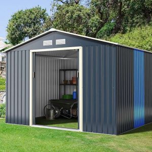 Costway Kit di estensione abbinato per capanno degli attrezzi da giardino, Estensione per casetta organizer 277x64x202cm