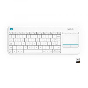 Logitech K400 Plus Tastiera Wireless Touch TV, Facili Controlli Multimediali e Touchpad Integrato, HTPC per TV Collegata al PC