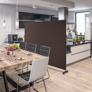 Costway Pannello divisorio singolo con ruote bloccabili, Paravento da interno portatile da soggiorno 184x184cm Marrone