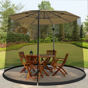 Costway Rete per ombrellone da 2,7-3m da patio, Schermo per ombrellone da esterno con cerniera a doppio lato Nero