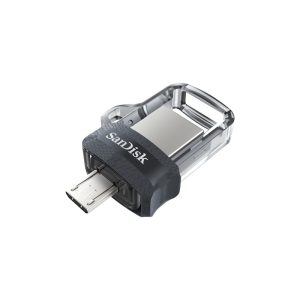 SanDisk Ultra Dual m3.0 unità flash USB 256 GB Type-A / Micro-USB 3.2 Gen 1 (3.1 1) Nero, Argento, Trasparente
