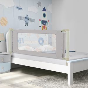 Costway Sbarra di sicurezza per bambini con altezza regolabile sollevamento verticale, Sbarra per letto Grigio 180cm