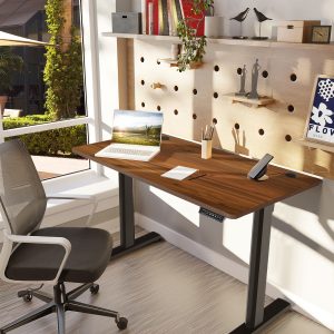 Costway Scrivania sollevabile elettrica con porta USB, Scrivania regolabile in altezza per casa e ufficio Marrone