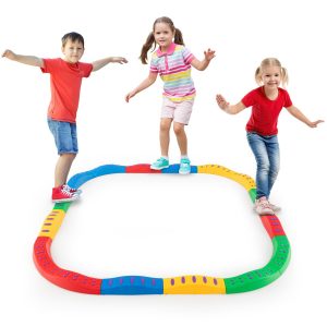 Costway Set di 20 pezzi di travi bilanciere con motivi massaggiatori, Blocchi bilanciere per bambini Multicolore