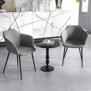 Costway Set di 2 sedie da pranzo imbottita con schienale ergonomico ampi braccioli, 2 Sedie moderne ed eleganti Grigio