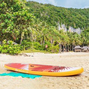 Costway Tavola da paddle gonfiabile con pagaia regolabile, Tavola da surf portatile per pesca e yoga 320x76x15cm Arancione