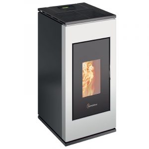 Stufa a pellet ermetica TermoVana Sofia 9.0 Bianca con uscita fumi posteriore, 8kW