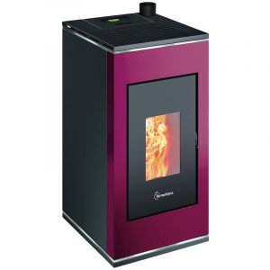 Stufa a pellet ermetica TermoVana Sofia 9.0 UP Rossa con uscita fumi superiore, 8kW