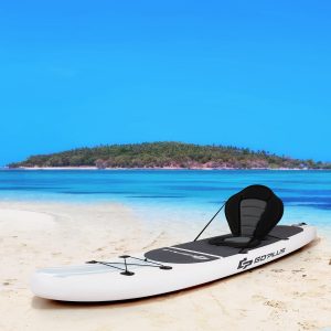 Costway Tavola gonfiabile da paddle con zaino e pompa manuale, Tavola da surf con accessori SUP 305x76x15cm Bianco