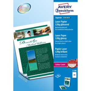 Avery Premium Colour Laser Photo Paper 120 g/m² carta inkjet A4 (210x297 mm) Lucida Bianco