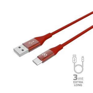 Celly USBTYPECCOL3MRD cavo USB 3 m A C Rosso