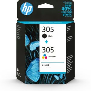 HP 305 2-Pack Tri-color/Black Original Ink Cartridge cartuccia d'inchiostro 2 pz Originale Resa standard Nero, Ciano, Magenta