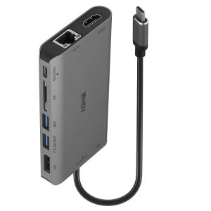 Lindy 43323 replicatore di porte e docking station per laptop Cablato USB 3.2 Gen 1 (3.1 1) Type-C Nero, Grigio