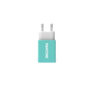 Pantone PT-AC1USBL Caricabatterie per dispositivi mobili Universale Ciano, Bianco AC Interno