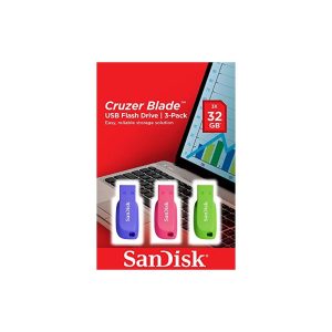 SanDisk Cruzer Blade 3x 32GB unità flash USB tipo A 2.0 Blu, Verde, Rosa