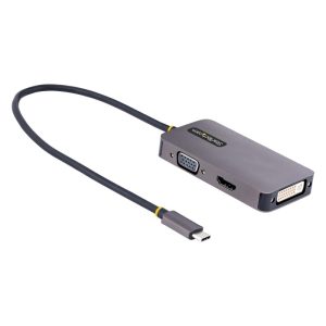 StarTech.com Adattattore USB C a HDMI DVI o VGA, Adattatore video multiporta fino 4K 60Hz