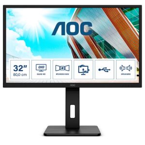Aoc p2 q32p2 31.5 led ips formato 16:9 contrasto 1.000:1 2xhdmi 1xdisplay port 4xusb colore nero garanzia italia