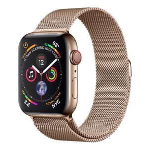 Apple watch serie 4 gps + cellular cassa 44mm acciaio oro con cinturino loop maglia milanese oro