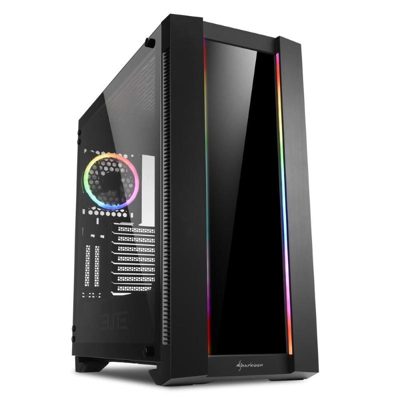 Sharkoon elite shark ca200g case atx rgb controller rgb 8 entrate pannello laterale in vetro temperato nero