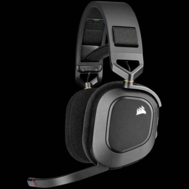 Corsair hs80 rgb cuffia gaming wireless con microfono omnidirezionale pc ps4 xbox one audio dolby atmos bassa latenza colore carbonio