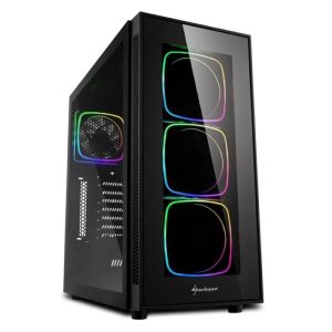 Sharkoon tg6 rgb pc case atx 7 slots expansion 3 usb 3.0 2 usb 2.0 drive bay da 25“-35“