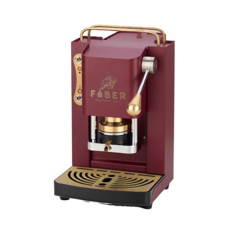 Faber pro mini deluxe macchina da caffÈ cialde 44mm 500w 15 bar 1.3lt +50 cialde cherry red ottone
