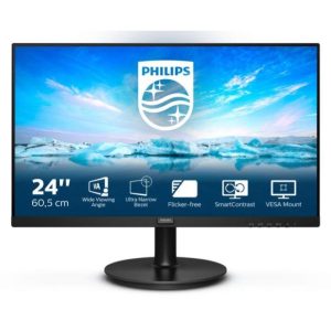 Philips 241v8l monitor 24“ led va full hd, 1920 x 1080, gaming adaptive sync, 75 hz, hdmi, vga, attacco vesa, nero