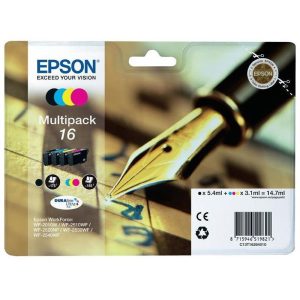 Epson 16 serie penna, cartuccia originale getto d`inchiostro durabrite ultra, formato standard, multipack 4 colori