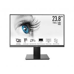 Msi pro mp241x monitor 23,8``, fhd (1920x1080), 75hz, msi eye care (antisfarfallio, less blue light, schermo antiriflesso), pannello va, vesa 75x75, 1x hdmi (1.4), 1x vga