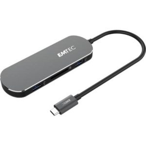 Emtec echubt650c hub usb type c con lettore si schede sd 3xporte usb -a 3.0 usb-c hdmi grey