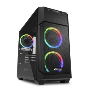 Sharkoon v1000 rgb case micro tower mini-atx micro-atx pannello laterale in vetro temperato 2xusb 3.0 3×120 ventole argb black