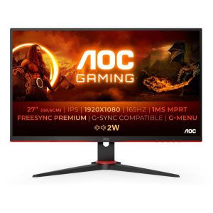 Aoc 27g2spae 27 gaming led ips full hd 16:9 165hz 1ms freesync vga hdmi displayport altoparlanti incorporati nero rosso