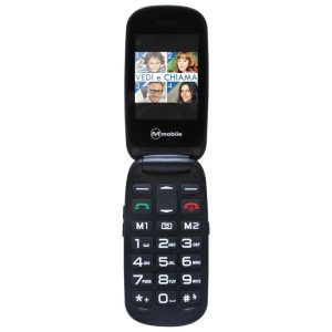 Mediacom facile duo flip easy phone 2.4 clamshell tasti grandi radio fm tasto sos volume amplificato italia black red