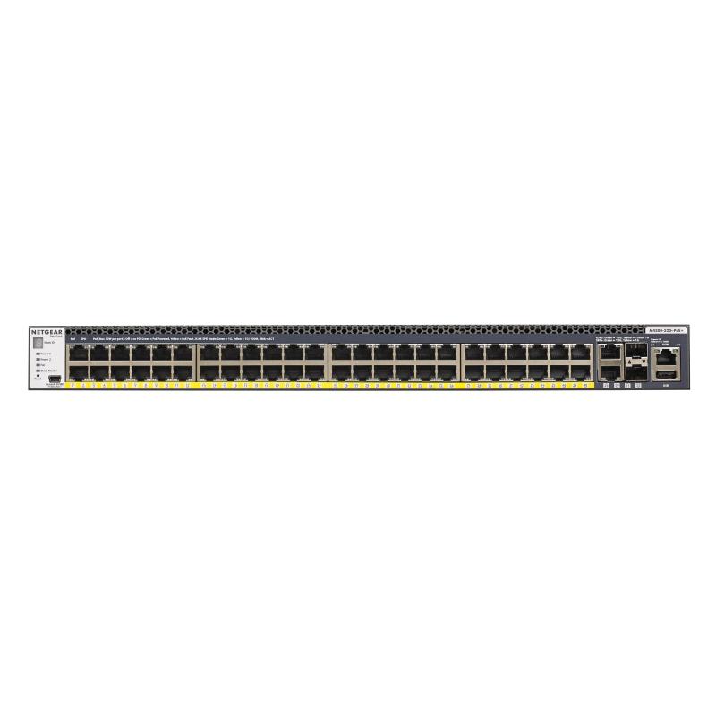 Netgear m4300-52g-poe switch gestito l3 48 porte 10/100/1000 mbit rj45 poe (802.3af-802.3at) + 2 porte 100/1000mbit/10gbit rj45 + 2 porte sfp/sfp+