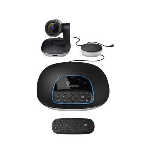 Logitech conference group kit per videoconferenza web cam 30fps zoom 10x + telefono vivavoce + telecomando colore nero
