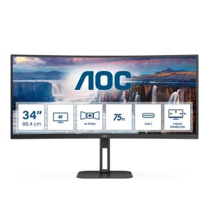 Aoc v5 cu34v5c monitor pc 34“ 3440×1440 pixel wide quad hd led nero