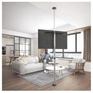 Link asta supporto per tv pavimento-soffitto per monitor 37“-70“ con ripiano