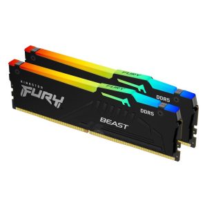 Kingston fury beast rgb kit memoria ram 2x16gb 32gb totali 5.200 mhz tecnologia ddr5 tipologia dimm cl36 black